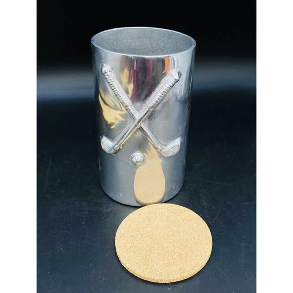 Mariposa Golf Themed 7” Wine Bottle Chiller Holder Polished Aluminum - Picture 7 of 10